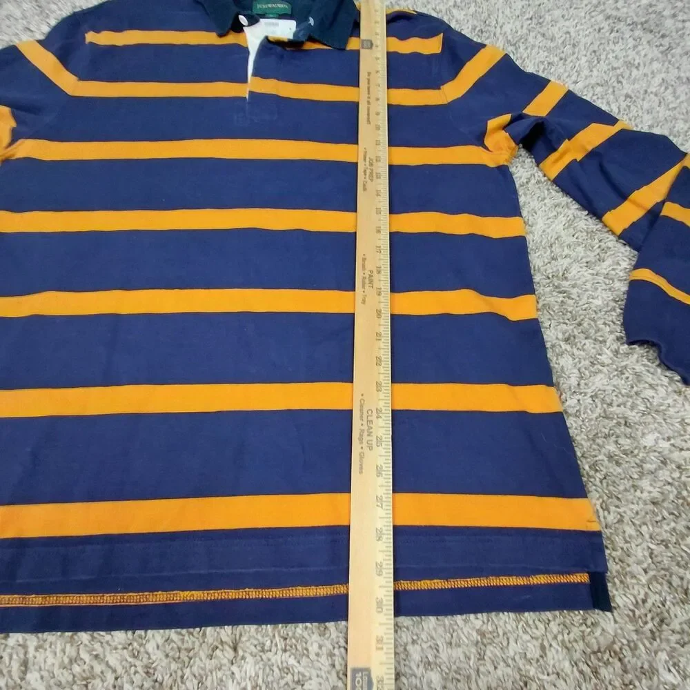 NEW J Crew Oarsman Rugby Shirt Mens XL Navy Orange Striped Long Sleeve Polo